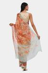 Shop_Satya Paul_Orange Cotton The Printed Dew Saree_at_Aza_Fashions