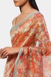 Shop_Satya Paul_Orange Cotton The Printed Dew Saree_Online_at_Aza_Fashions
