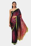 Buy_Satya Paul_Black Georgette Satin Embellished Crystal The Orbit Saree _at_Aza_Fashions