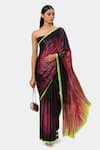 Shop_Satya Paul_Black Georgette Satin Embellished Crystal The Orbit Saree _Online_at_Aza_Fashions