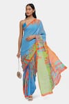 Buy Satya Paul Blue Georgette The Printed Sky Saree at Aza Fashions Buy_Satya Paul_Blue Georgette The Printed Sky Saree_at_Aza_Fashions