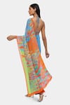 Shop Satya Paul Blue Georgette The Printed Sky Saree at Aza Fashions Shop_Satya Paul_Blue Georgette The Printed Sky Saree_at_Aza_Fashions