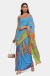 Satya Paul Blue Georgette The Printed Sky Saree Online at Aza Fashions Satya Paul_Blue Georgette The Printed Sky Saree_Online_at_Aza_Fashions