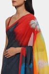 Shop_Satya Paul_Blue Georgette Printed Geometric The Nebula Saree _Online_at_Aza_Fashions