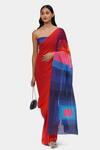 Buy_Satya Paul_Red Georgette The Printed Mars Saree_at_Aza_Fashions