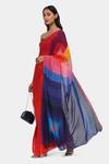 Satya Paul_Red Georgette The Printed Mars Saree_Online_at_Aza_Fashions