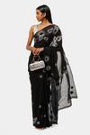 Buy_Satya Paul_Black Viscose Lace, Sequins The Night Geometric Pattern Saree _at_Aza_Fashions