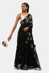 Buy_Satya Paul_Black Viscose Lace, Sequins The Night Geometric Pattern Saree _Online_at_Aza_Fashions