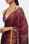 Shop_Satya Paul_Maroon Georgette Satin Printed Crystal Vine And Shine Embroidered Saree _Online_at_Aza_Fashions