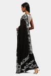 Shop_Satya Paul_Black Viscose Embroidery Border Boss Saree _at_Aza_Fashions