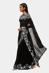 Satya Paul_Black Viscose Embroidery Border Boss Saree _Online_at_Aza_Fashions