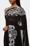 Shop_Satya Paul_Black Viscose Embroidery Border Boss Saree _Online_at_Aza_Fashions
