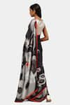 Shop_Satya Paul_Black Georgette Satin Printed Circular Bubbly Saree _at_Aza_Fashions