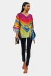 Buy_Satya Paul_Multi Color Printed Chevron V Neck Cocktail Kaftan _at_Aza_Fashions