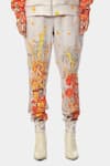 Satya Paul_Grey Scuba Printed Floral The Go Athleisure Joggers _Online_at_Aza_Fashions