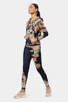 Satya Paul_Blue Scuba Printed Floral The Jacket _Online_at_Aza_Fashions