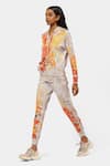 Satya Paul_Grey Scuba Printed Floral The Go Athleisure Jacket _Online_at_Aza_Fashions