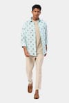 Buy_Satya Paul_Beige Linen Print Mask Saturday Shirt _at_Aza_Fashions