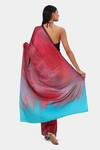 Shop_Satya Paul_Orange Georgette Satin Galaxy Print Trichromatic Saree_at_Aza_Fashions