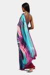 Shop Satya Paul Magenta Georgette, Satin Space Illusion Print Saree at Aza Fashions Shop_Satya Paul_Magenta Georgette, Satin Space Illusion Print Saree_at_Aza_Fashions