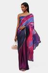 Buy Satya Paul Purple Georgette, Satin Contrast Shaded Geometric Print Saree at Aza Fashions Buy_Satya Paul_Purple Georgette, Satin Contrast Shaded Geometric Print Saree_at_Aza_Fashions
