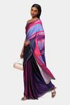 Satya Paul Purple Georgette, Satin Contrast Shaded Geometric Print Saree Online at Aza Fashions Satya Paul_Purple Georgette, Satin Contrast Shaded Geometric Print Saree_Online_at_Aza_Fashions