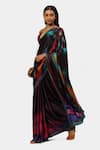 Satya Paul_Purple Georgette Satin Silk Mystic Print Saree_Online_at_Aza_Fashions