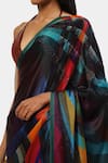 Shop_Satya Paul_Purple Georgette Satin Silk Mystic Print Saree_Online_at_Aza_Fashions