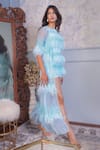 Buy_Asra_Blue Net Embellished Crystal Jacket Open Sheer Sequin Floral With Dress_at_Aza_Fashions
