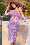 Shop_Asra_Purple Net Embellished Crystal Straight Feather Tube Dress_Online_at_Aza_Fashions