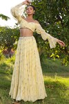 Shop_Baise Gaba_Yellow Lehenga And Blouse Chiffon Printed Floral Flourish & Set _Online_at_Aza_Fashions