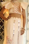 Shop_XOXO Apurva_Pink Silk Hand Embroidered Beads High Neck Crop Top And Pant Set _Online_at_Aza_Fashions