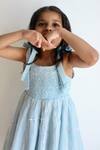Buy_Charkhee_Blue Chanderi, Organza Sequins Embroidered Dress_Online_at_Aza_Fashions