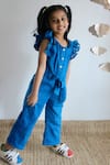 Buy_Charkhee_Blue Cotton Schiffli Pattern Jumpsuit _at_Aza_Fashions