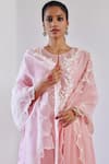 Amisha Kothari_Pink Chanderi / Organza Embroidered Floral Ziya Kurta Set  _Online_at_Aza_Fashions