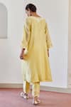 Shop_Amisha Kothari_Yellow Chanderi / Organza Embroidered Ziya Kurta Set  _at_Aza_Fashions