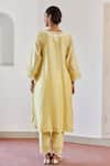 Amisha Kothari_Yellow Chanderi / Organza Embroidered Ziya Kurta Set  _at_Aza_Fashions