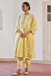 Buy_Amisha Kothari_Yellow Chanderi / Organza Embroidered Ziya Kurta Set  