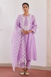 Buy_Amisha Kothari_Purple Chanderi / Organza Embroidered Ziya Kurta Set  _at_Aza_Fashions