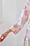 Amisha Kothari_Pink Cotton / Organza Printed Floral Band Zubeida Kurta Set  _Online_at_Aza_Fashions