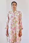 Buy_Amisha Kothari_Pink Cotton / Organza Printed Floral Band Zubeida Kurta Set  _Online_at_Aza_Fashions