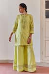 Shop_Amisha Kothari_Green Chanderi / Organza Zynah Kurta Sharara Set  _Online_at_Aza_Fashions