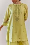 Amisha Kothari_Green Chanderi / Organza Zynah Kurta Sharara Set  _at_Aza_Fashions