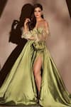 Buy_ANJALEE AND ARJUN KAPOOR_Green Silk Embroidered Sequin Round Gown  _at_Aza_Fashions