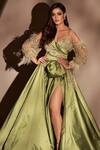 Shop_ANJALEE AND ARJUN KAPOOR_Green Silk Embroidered Sequin Round Gown  _at_Aza_Fashions