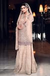 Buy_ANJALEE AND ARJUN KAPOOR_Pink Net Embroidered Geometric Round Grid Kurta Sharara Set  _at_Aza_Fashions