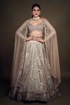 Buy_ANJALEE AND ARJUN KAPOOR_Pink Net Embroidered Applique V Neck Bridal Lehenga Set  _at_Aza_Fashions