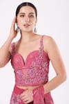 ANJALEE AND ARJUN KAPOOR_Pink Net Embroidered Sequin Sweetheart Neck Gown  _Online_at_Aza_Fashions