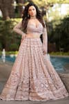 Buy_ANJALEE AND ARJUN KAPOOR_Pink Net Hand Embroidery Floral Sequin Lehenga With Blouse  _at_Aza_Fashions