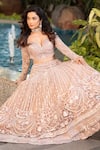 Shop_ANJALEE AND ARJUN KAPOOR_Pink Net Hand Embroidery Floral Sequin Lehenga With Blouse  _at_Aza_Fashions